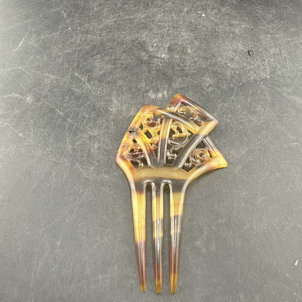 Antique Art Deco Faux Tortoise Shell Hair Comb Celluloid Mantilla Peineta Vtg